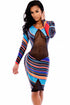 Colorful Exotica Illusion Sexy Midi Dress